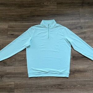 Peter Millar Aqua Striped Quarter-Zip